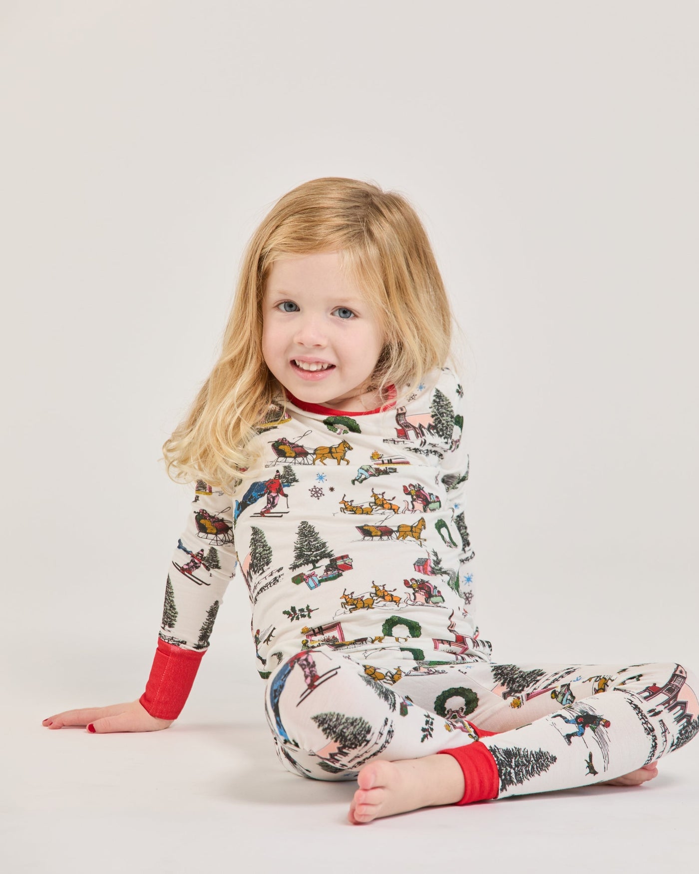 Holiday Toile Kids Long Sleeve Pajama Set Pajama Set Katie Kime
