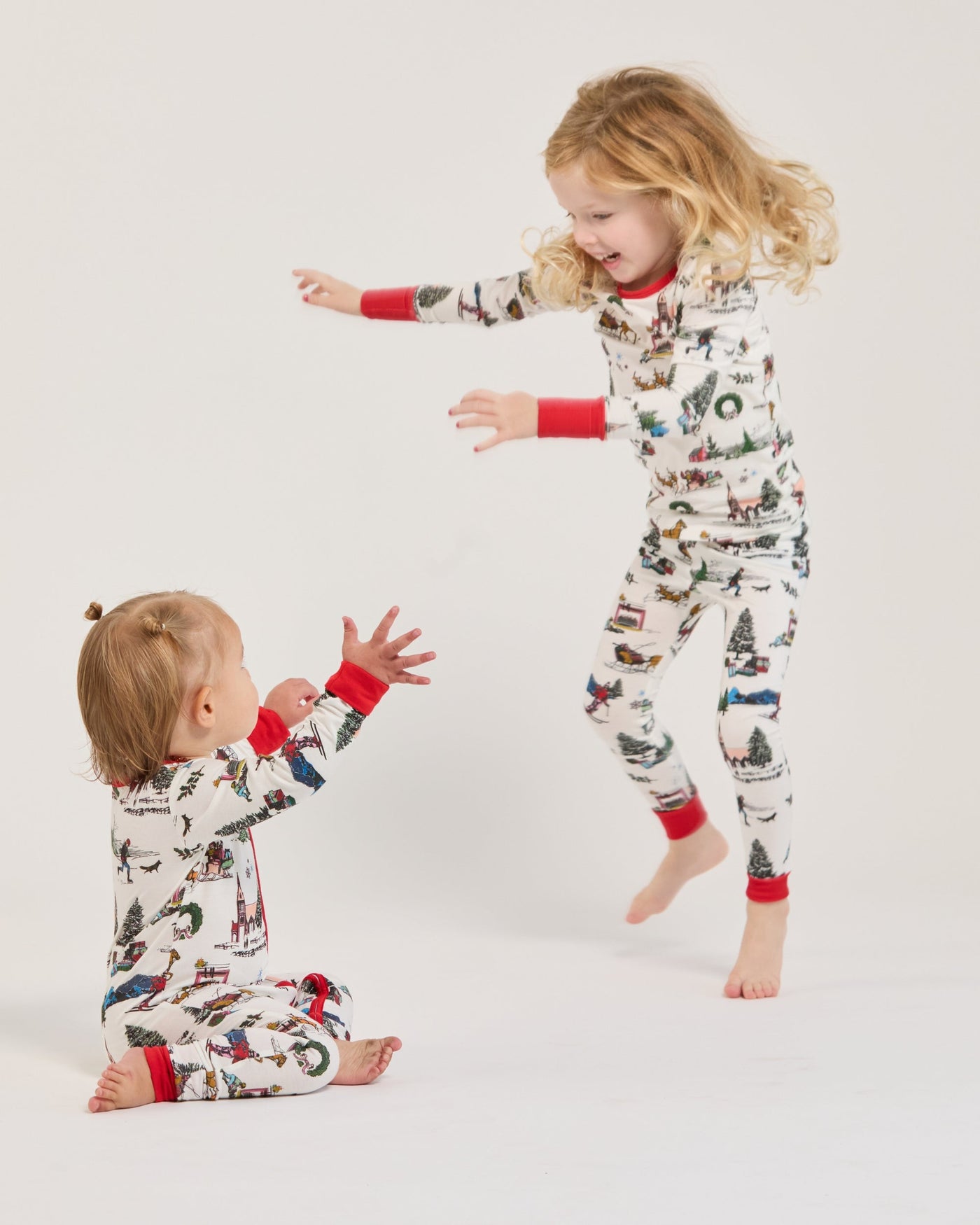 Holiday Toile Kids Long Sleeve Pajama Set Pajama Set Katie Kime