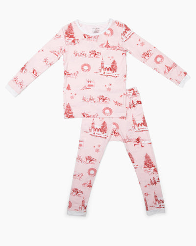 Holiday Toile Kids Long Sleeve Pajama Set Pajama Set Katie Kime