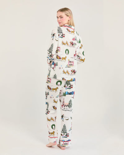 Holiday Toile Long Sleeve Pajama Pants Set Pajama Set Katie Kime