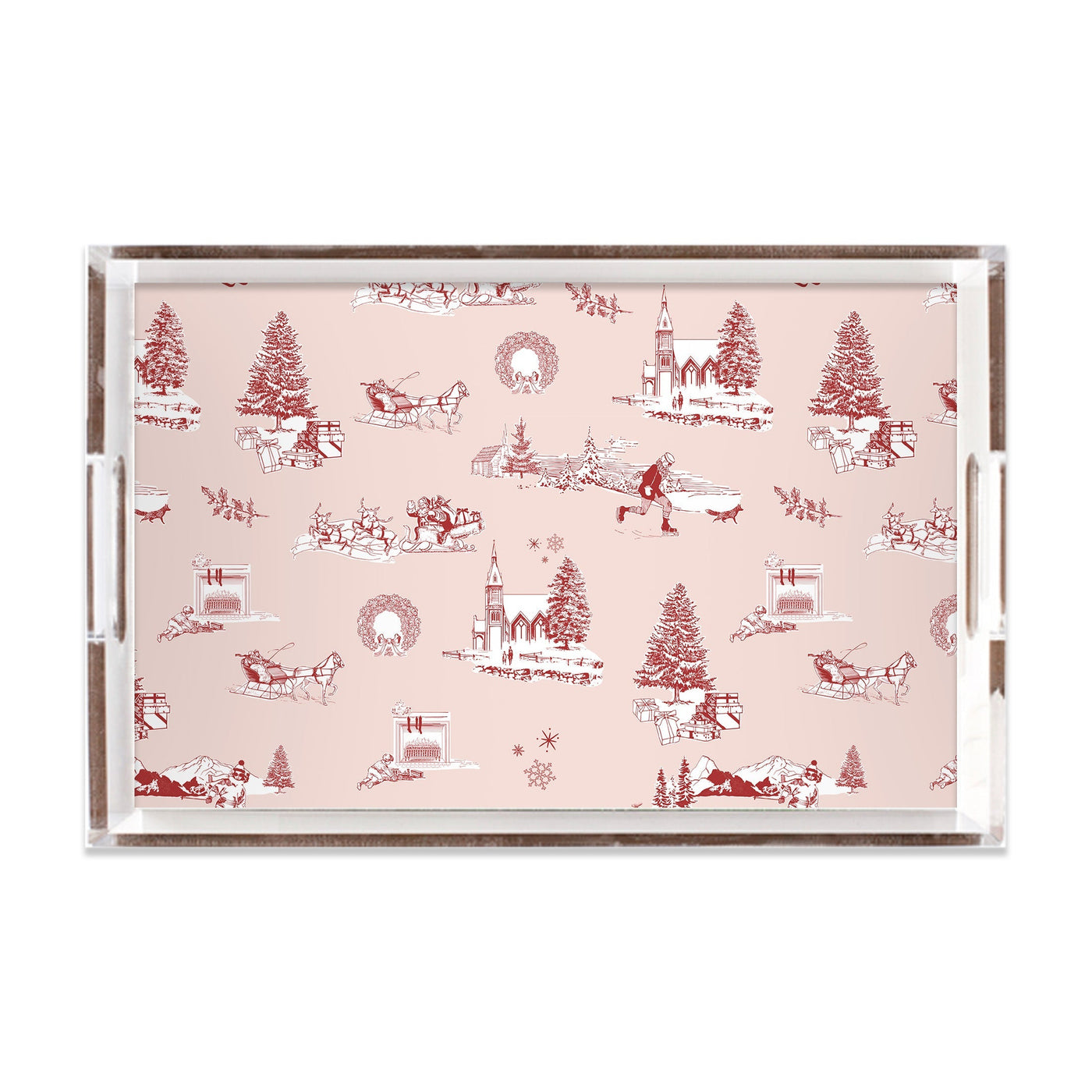 Holiday Toile Lucite Tray Lucite Trays Pink Red / 11x17 Katie Kime