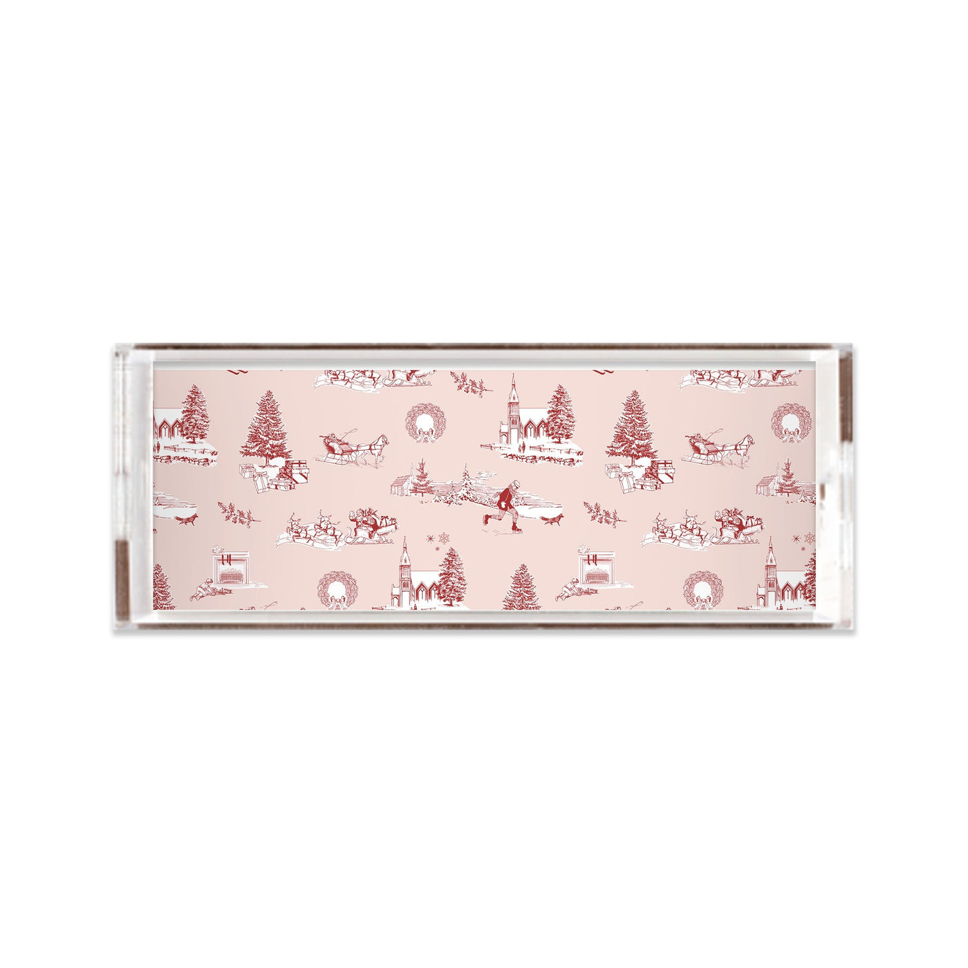 Holiday Toile Lucite Tray Lucite Trays Pink Red / 11x4 Katie Kime