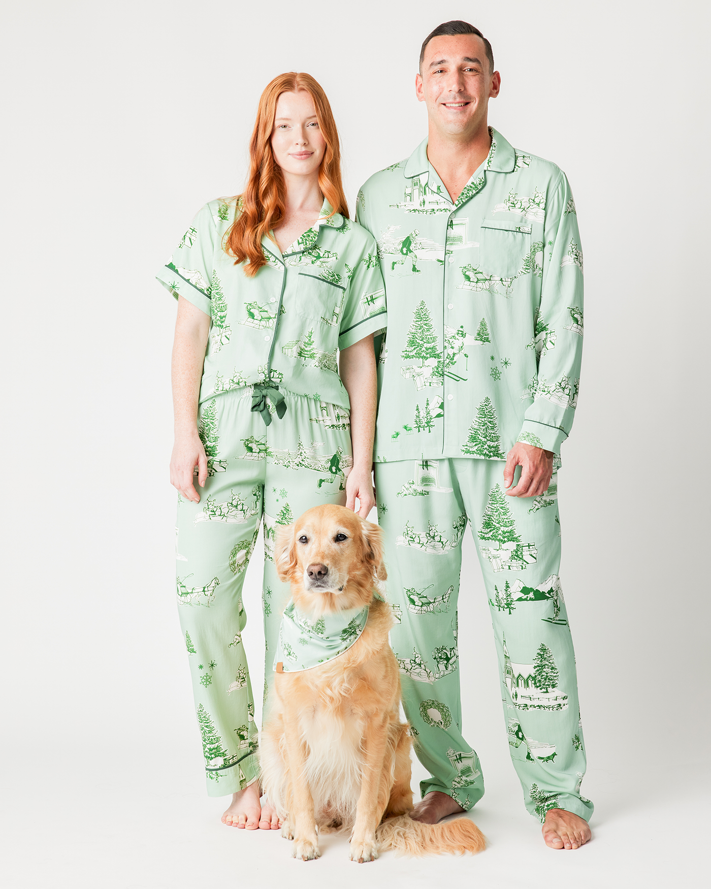 Holiday Toile Men's Pajama Pants Set Pajama Set Mint Hunter / XS Katie Kime