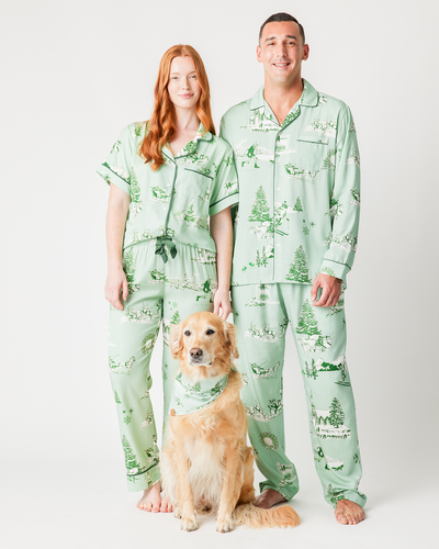 Holiday Toile Men's Pajama Pants Set Pajama Set Mint Hunter / XS Katie Kime