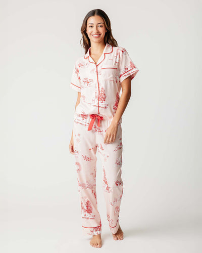 Holiday Toile Pajama Pants Set Pajama Set Pink Red / XXS Katie Kime