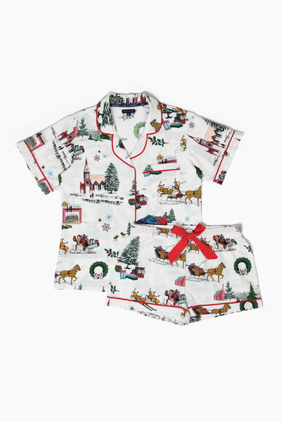 Holiday Toile Pajama Shorts Set Pajama Set Katie Kime