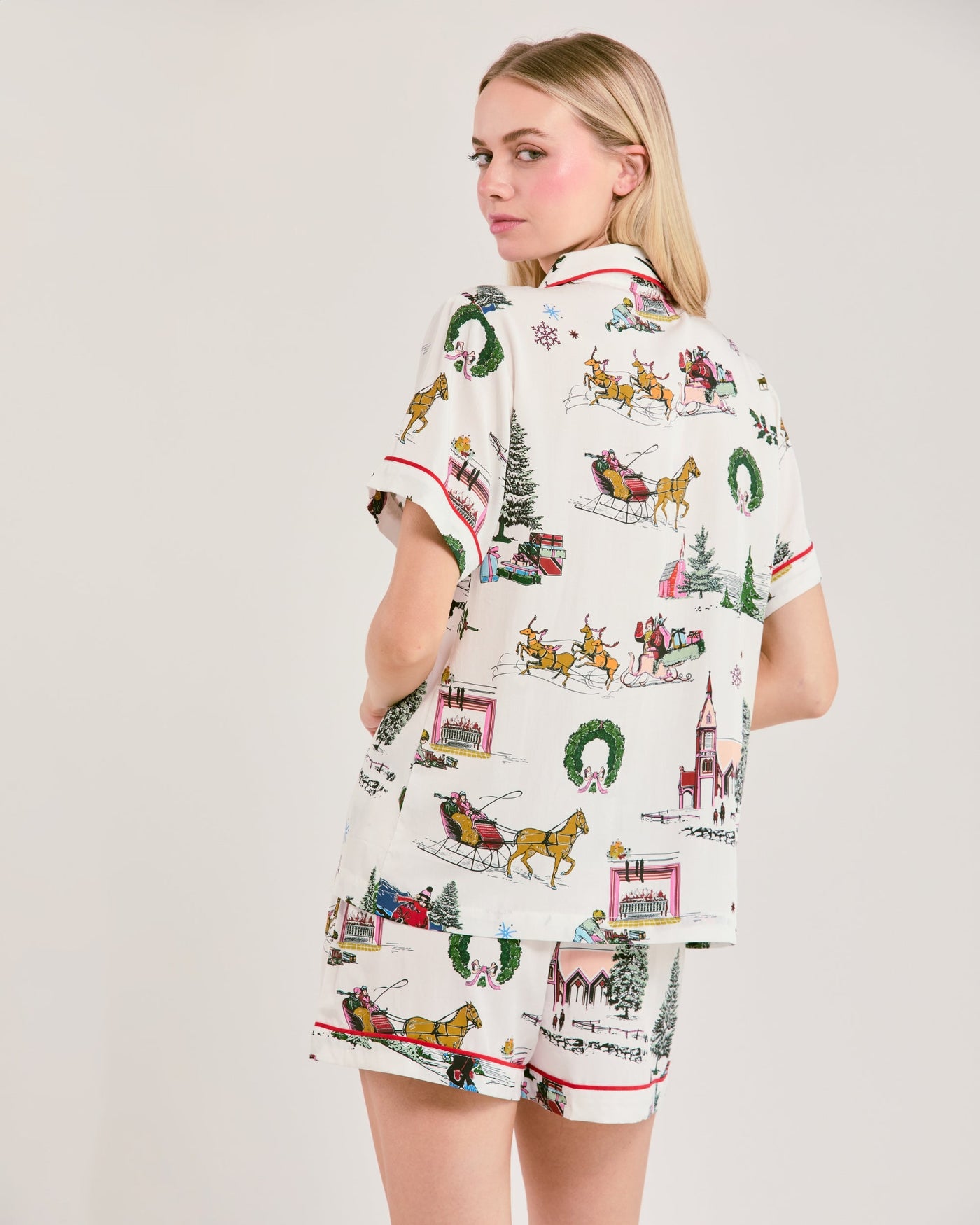 Holiday Toile Pajama Shorts Set Pajama Set Katie Kime
