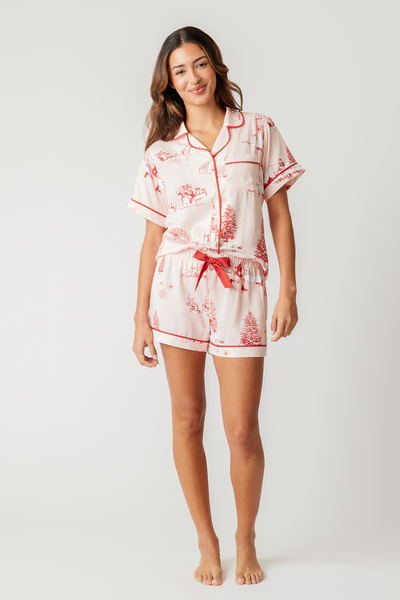 Holiday Toile Pajama Shorts Set Pajama Set Katie Kime