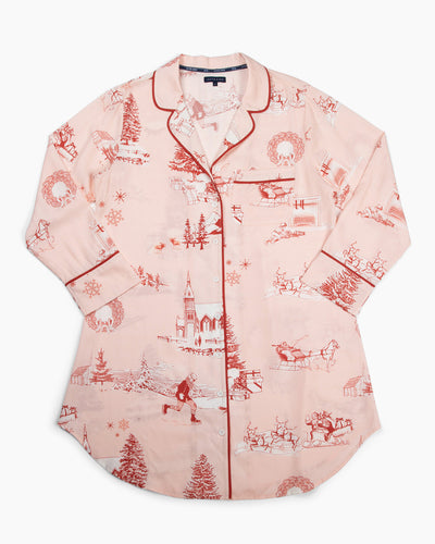 Holiday Toile Sleep Shirt Sleep Shirt Pink Red / XS Katie Kime