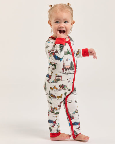 Holiday Toile Zipper Footie Pajamas Pajama Set Katie Kime