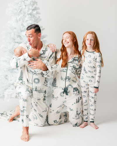 Holiday Toile Zipper Footie Pajamas Pajama Set Katie Kime