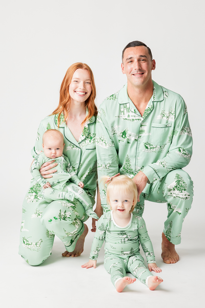 Holiday Toile Zipper Footie Pajamas Pajama Set Mint Hunter / 0-3 Months Katie Kime