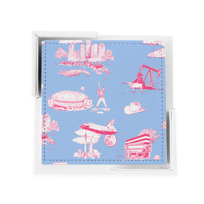 Houston Toile Coaster Set Coaster Set Blue Pink Katie Kime