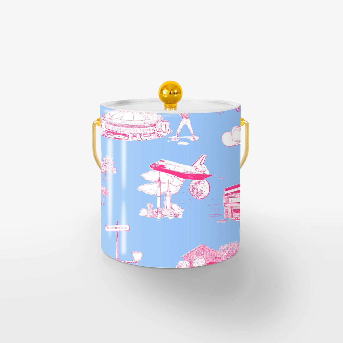 Houston Toile Ice Bucket Ice Bucket Blue Pink / Gold Katie Kime