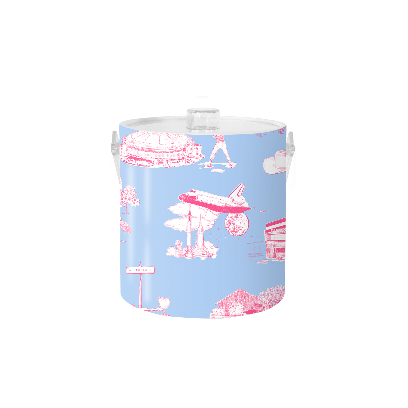 Houston Toile Ice Bucket Ice Bucket Blue Pink / Lucite Katie Kime