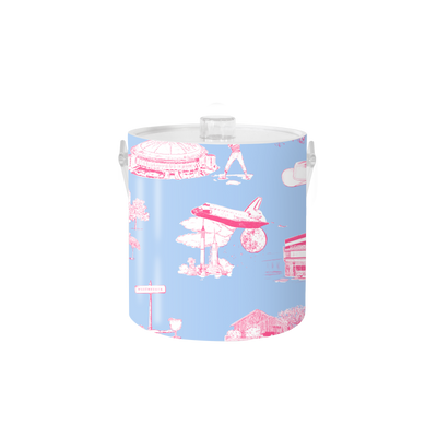 Houston Toile Ice Bucket Ice Bucket Blue Pink / Lucite Katie Kime