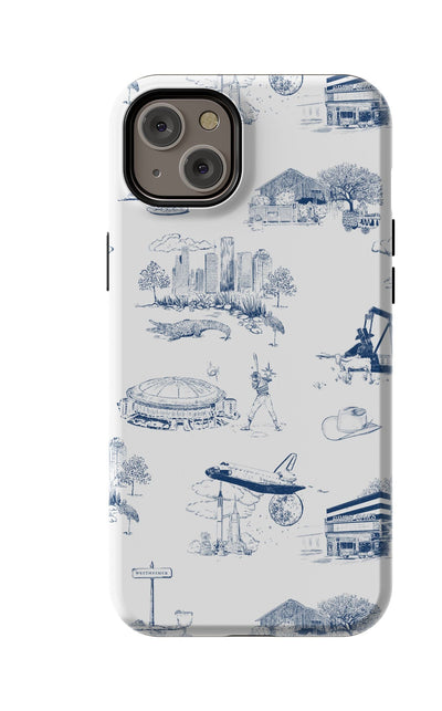 Houston Toile iPhone Case Phone Case Navy / iPhone 14 Plus / MagSafe Tough Katie Kime