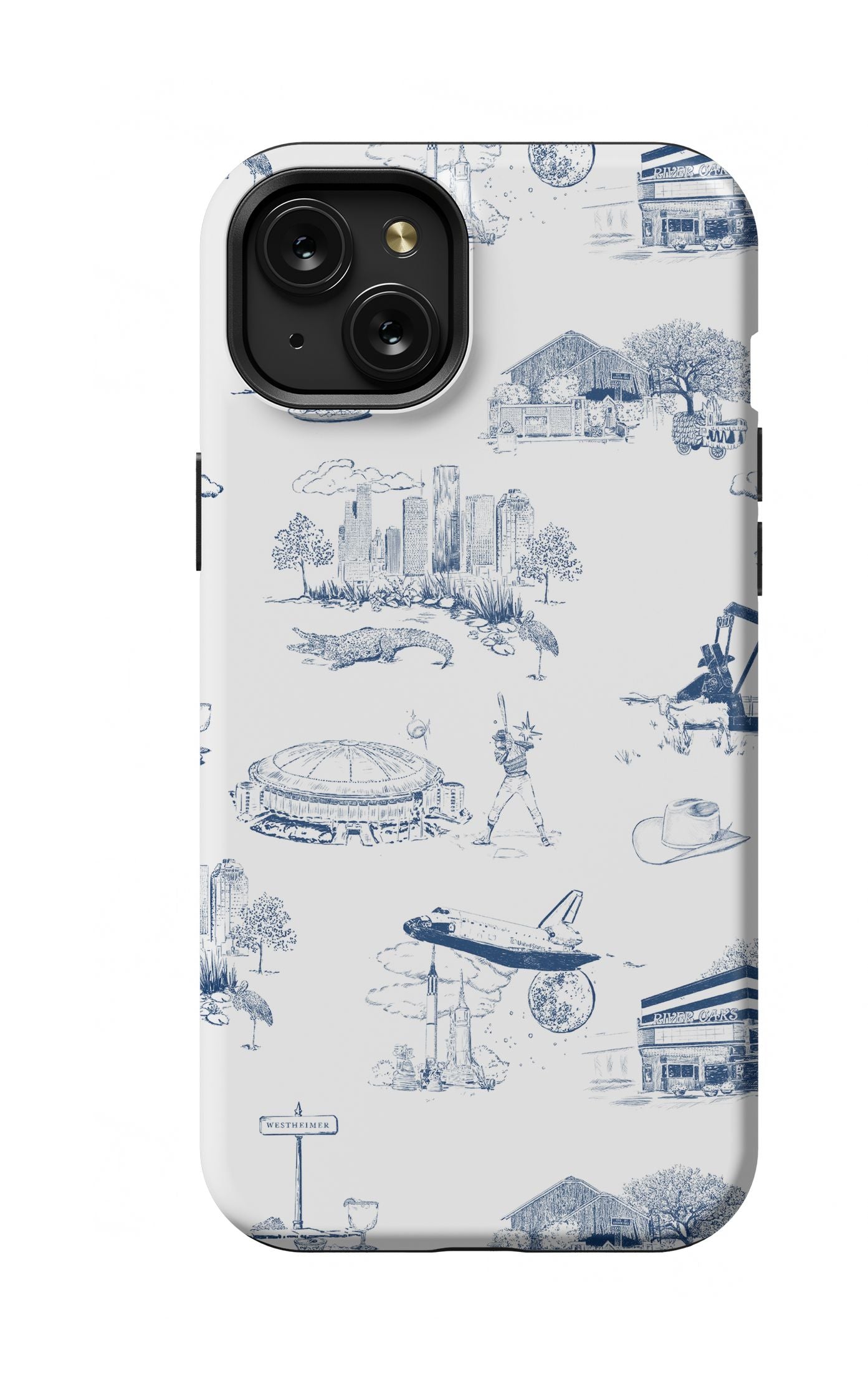 Houston Toile iPhone Case Phone Case Navy / iPhone 15 Plus / MagSafe Tough Katie Kime