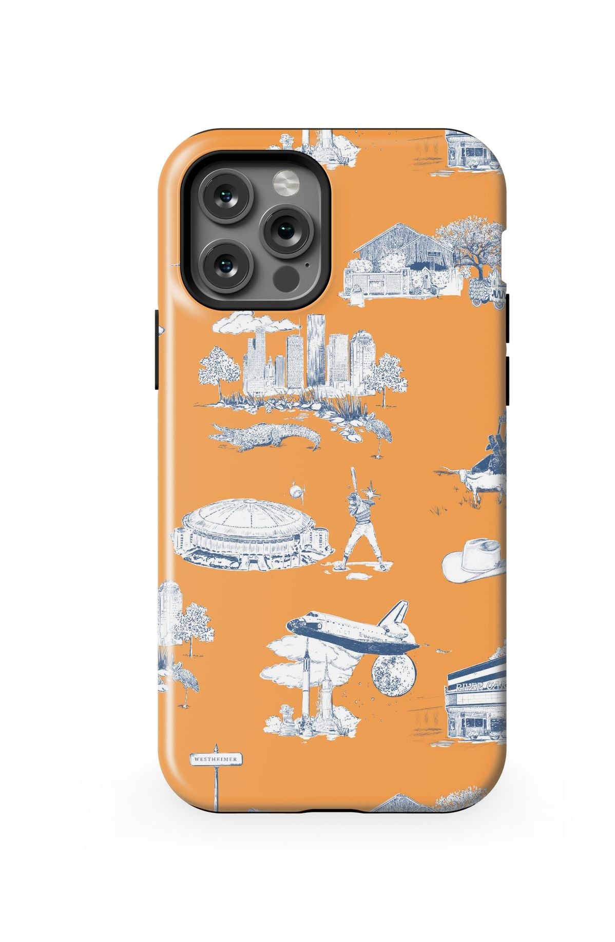 Houston Toile iPhone Case Phone Case Orange Navy / iPhone 12 Pro / MagSafe Tough Katie Kime