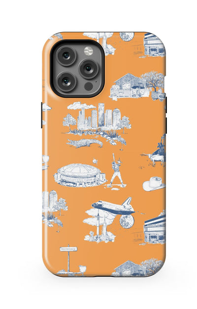 Houston Toile iPhone Case Phone Case Orange Navy / iPhone 12 Pro Max / MagSafe Tough Katie Kime