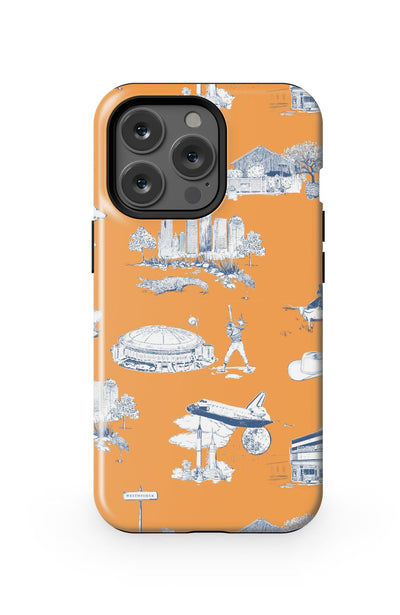 Houston Toile iPhone Case Phone Case Orange Navy / iPhone 13 Pro / MagSafe Tough Katie Kime