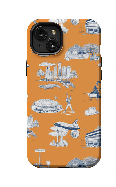 Houston Toile iPhone Case Phone Case Orange Navy / iPhone 15 Plus / MagSafe Tough Katie Kime