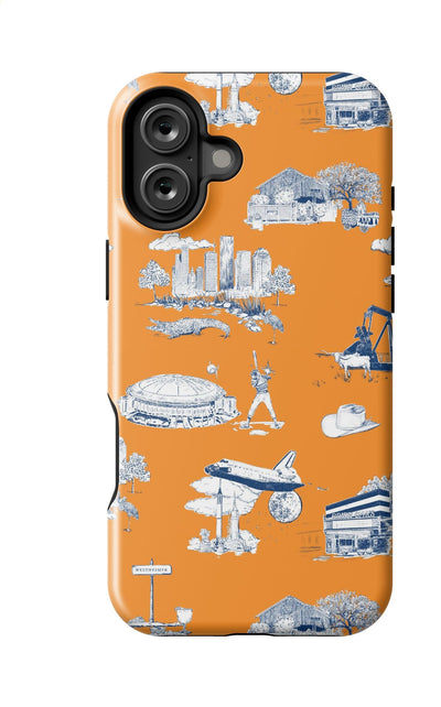 Houston Toile iPhone Case Phone Case Orange Navy / iPhone 16 Plus / MagSafe Tough Katie Kime