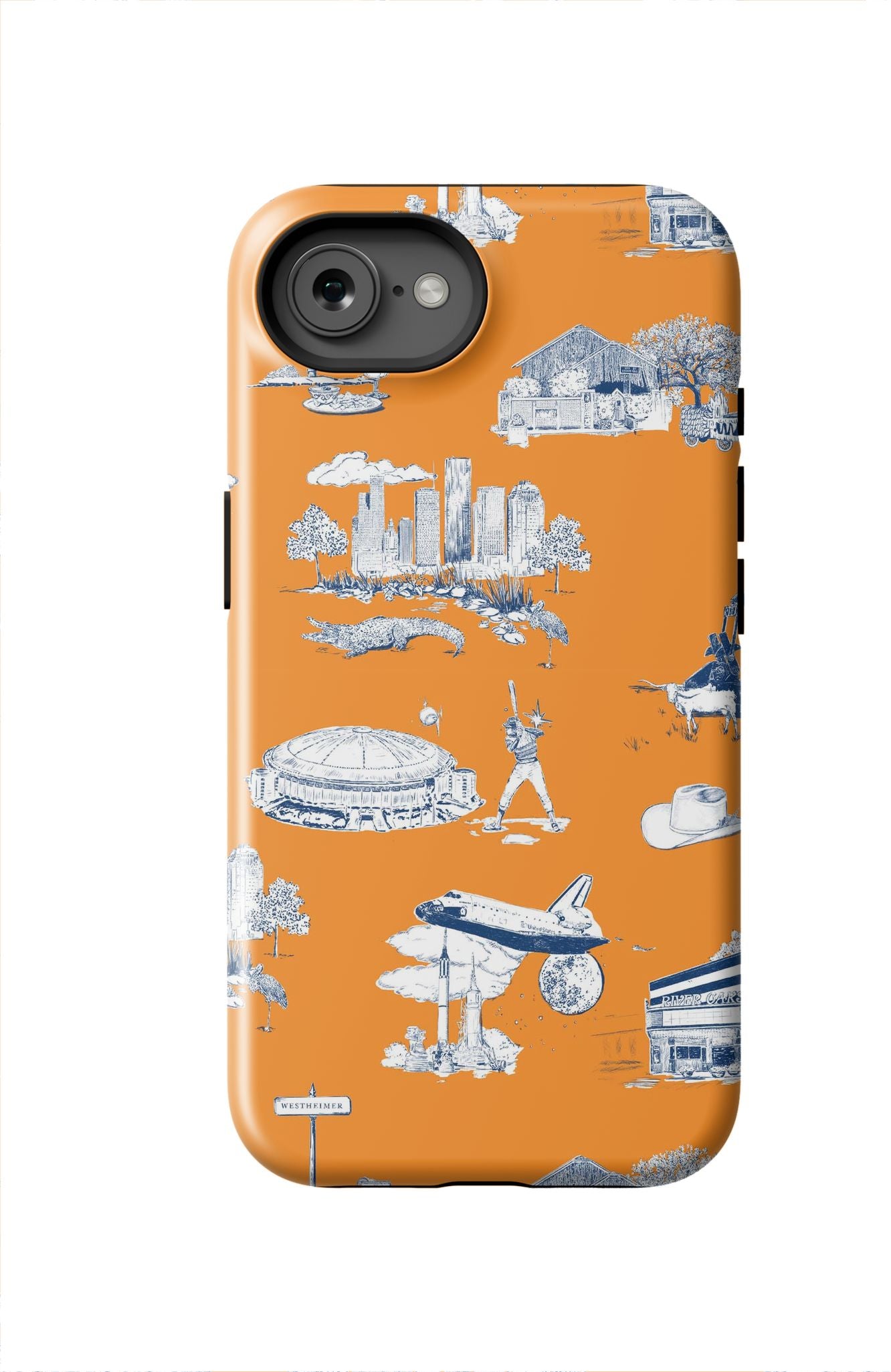 Houston Toile iPhone Case Phone Case Orange Navy / iPhone 16e / Tough Katie Kime