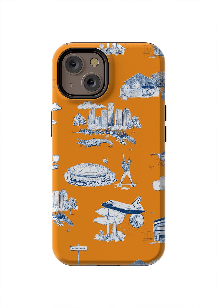 Houston Toile iPhone Case Phone Case Tough / iPhone 14 / Orange Navy Katie Kime