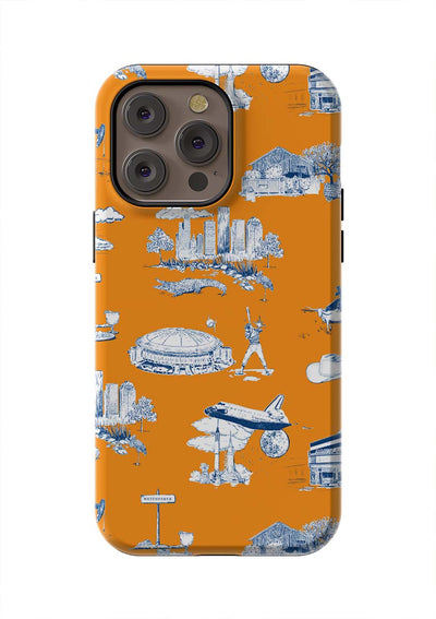 Houston Toile iPhone Case Phone Case Tough / iPhone 14 Pro Max / Orange Navy Katie Kime