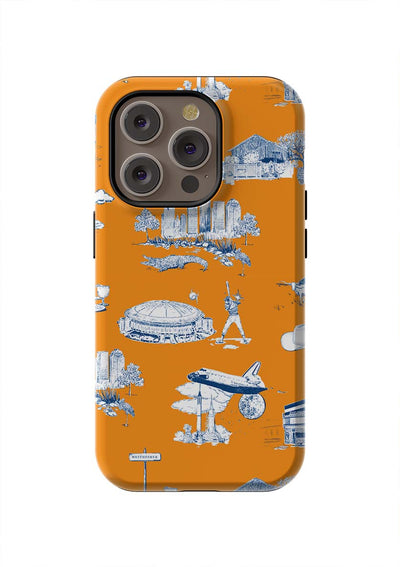 Houston Toile iPhone Case Phone Case Tough / iPhone 14 Pro / Orange Navy Katie Kime