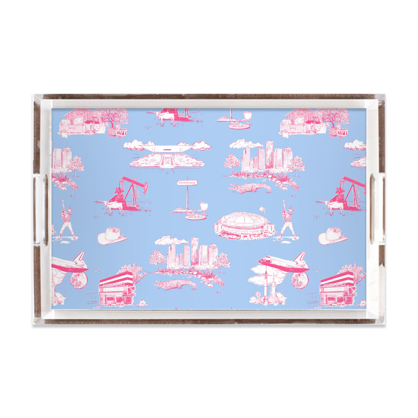Houston Toile Lucite Tray Lucite Trays Blue Pink / 11x17 Katie Kime