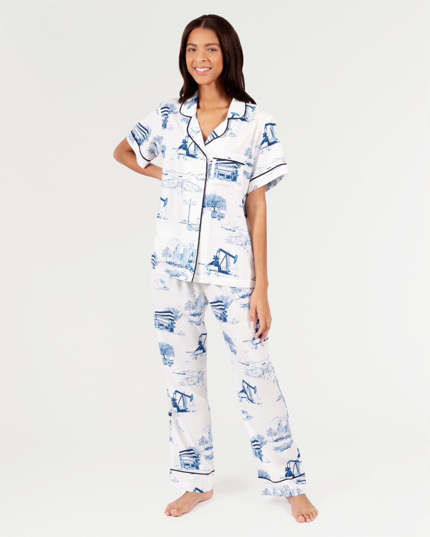 Houston Toile Pajama Pants Set Pajama Set Katie Kime