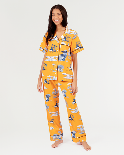 Houston Toile Pajama Pants Set Pajama Set Orange Navy / XXS Katie Kime