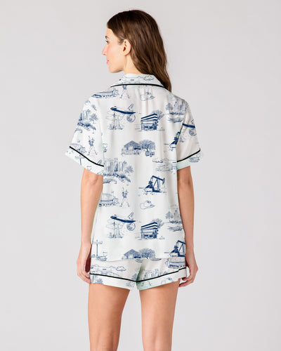 Houston Toile Pajama Shorts Set Pajama Set Katie Kime