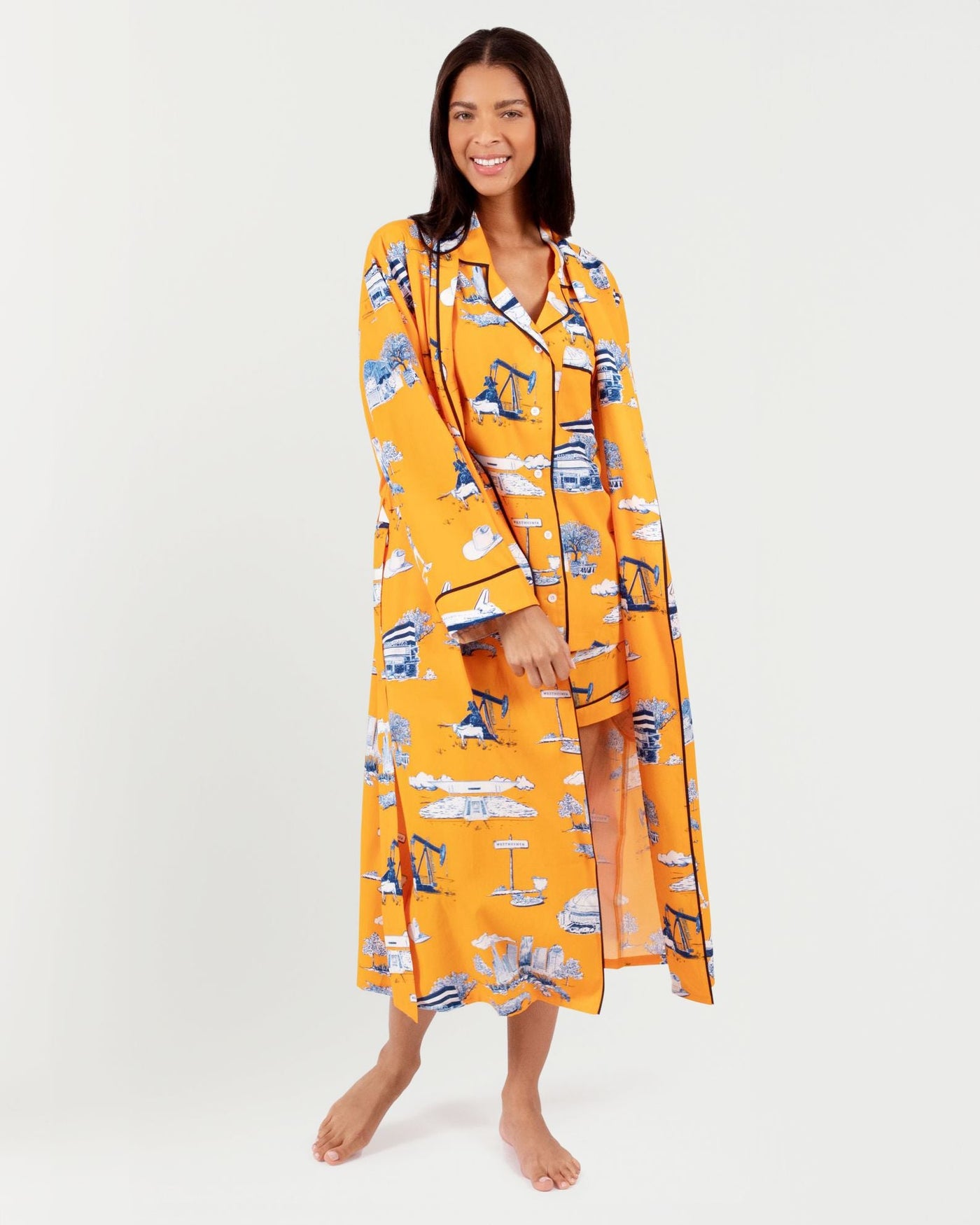 Houston Toile Robe Robe Orange Navy / S/M Katie Kime