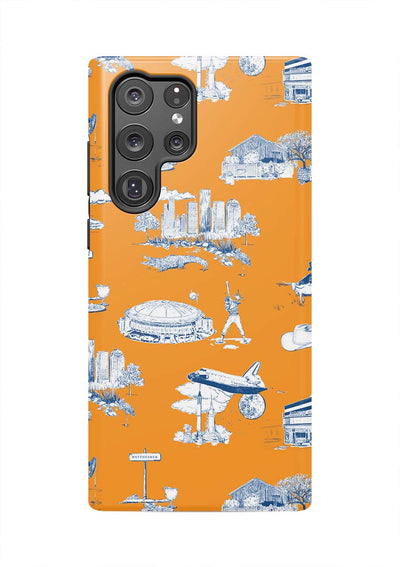 Houston Toile Samsung Phone Case Phone Case Galaxy S22 Ultra / Tough / Orange Navy Katie Kime