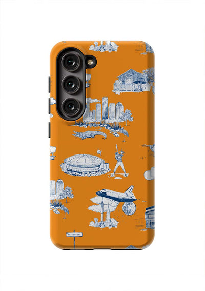 Houston Toile Samsung Phone Case Phone Case Galaxy S23 / Tough / Orange Navy Katie Kime