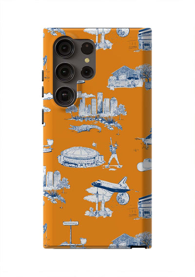 Houston Toile Samsung Phone Case Phone Case Galaxy S23 Ultra / Tough / Orange Navy Katie Kime