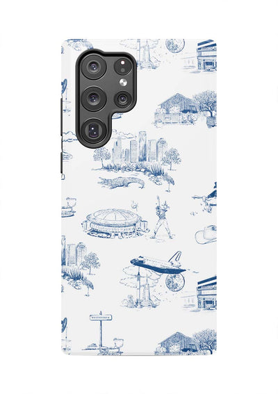 Houston Toile Samsung Phone Case Phone Case Navy / Galaxy S22 Ultra / Tough Katie Kime