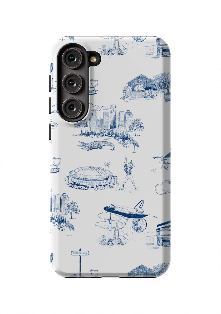Houston Toile Samsung Phone Case Phone Case Navy / Galaxy S23 Plus / Tough Katie Kime