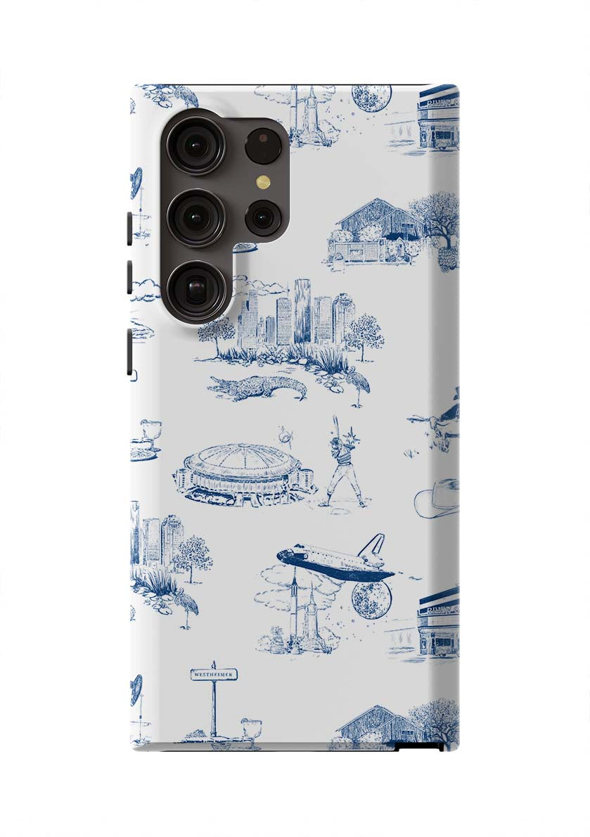 Houston Toile Samsung Phone Case Phone Case Navy / Galaxy S23 Ultra / Tough Katie Kime