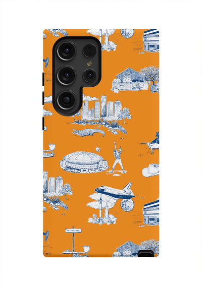 Houston Toile Samsung Phone Case Phone Case Orange Navy / Galaxy S24 Ultra / Tough Katie Kime