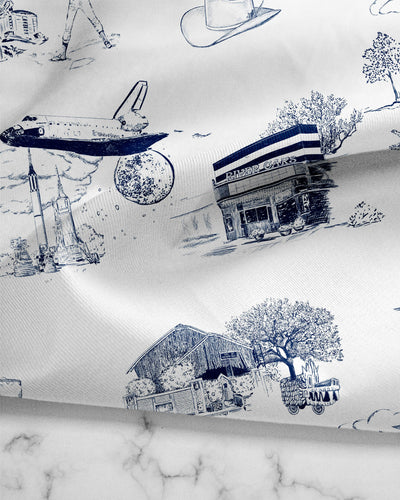 Houston Toile Tea Towel Set Tea Towel Orange Navy Katie Kime