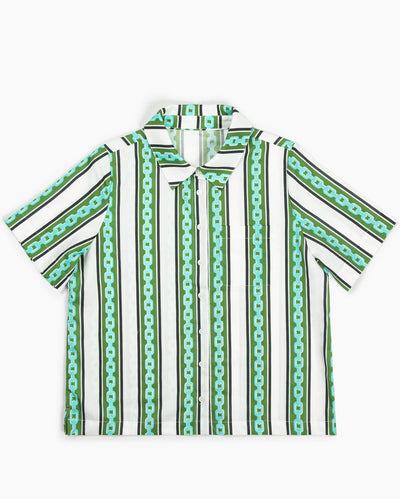 Jane Top in Chain Stripe Top Green Blue / XS Katie Kime