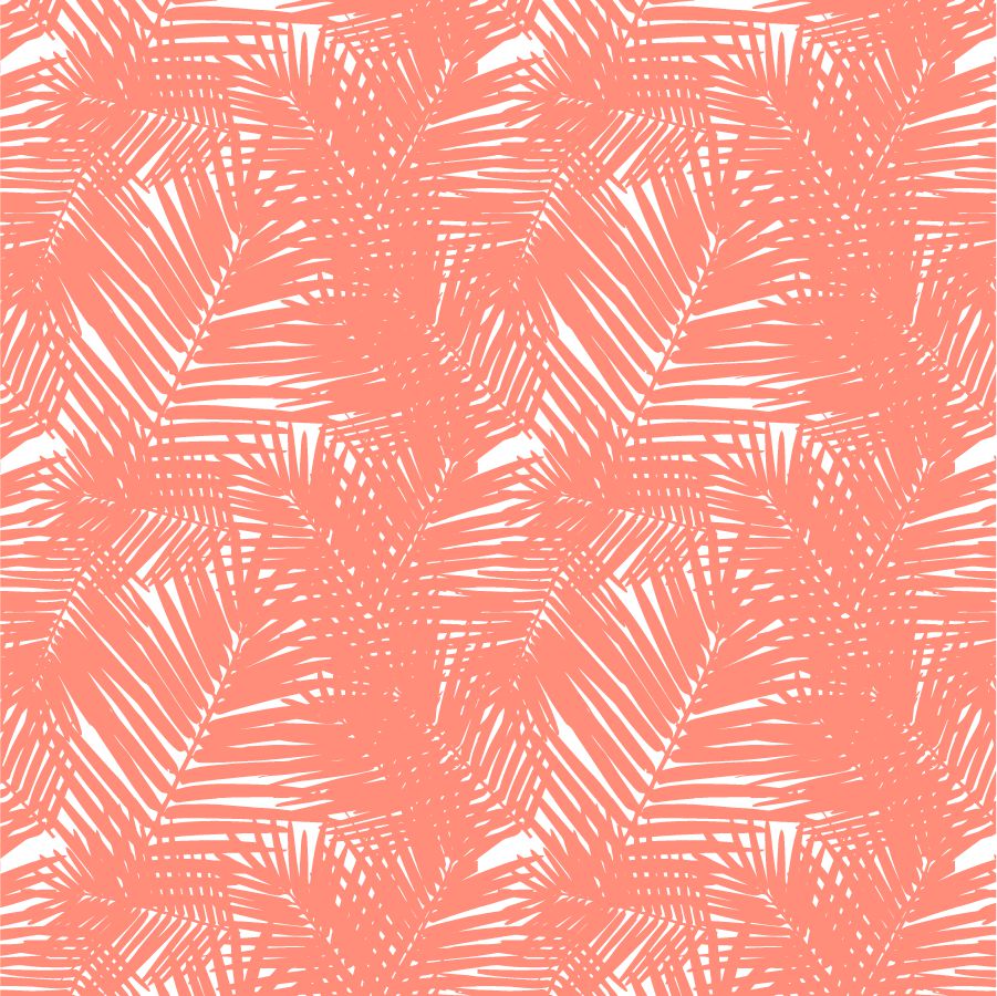 Jungle Leaves Traditional Wallpaper Wallpaper Coral / Double Roll Katie Kime