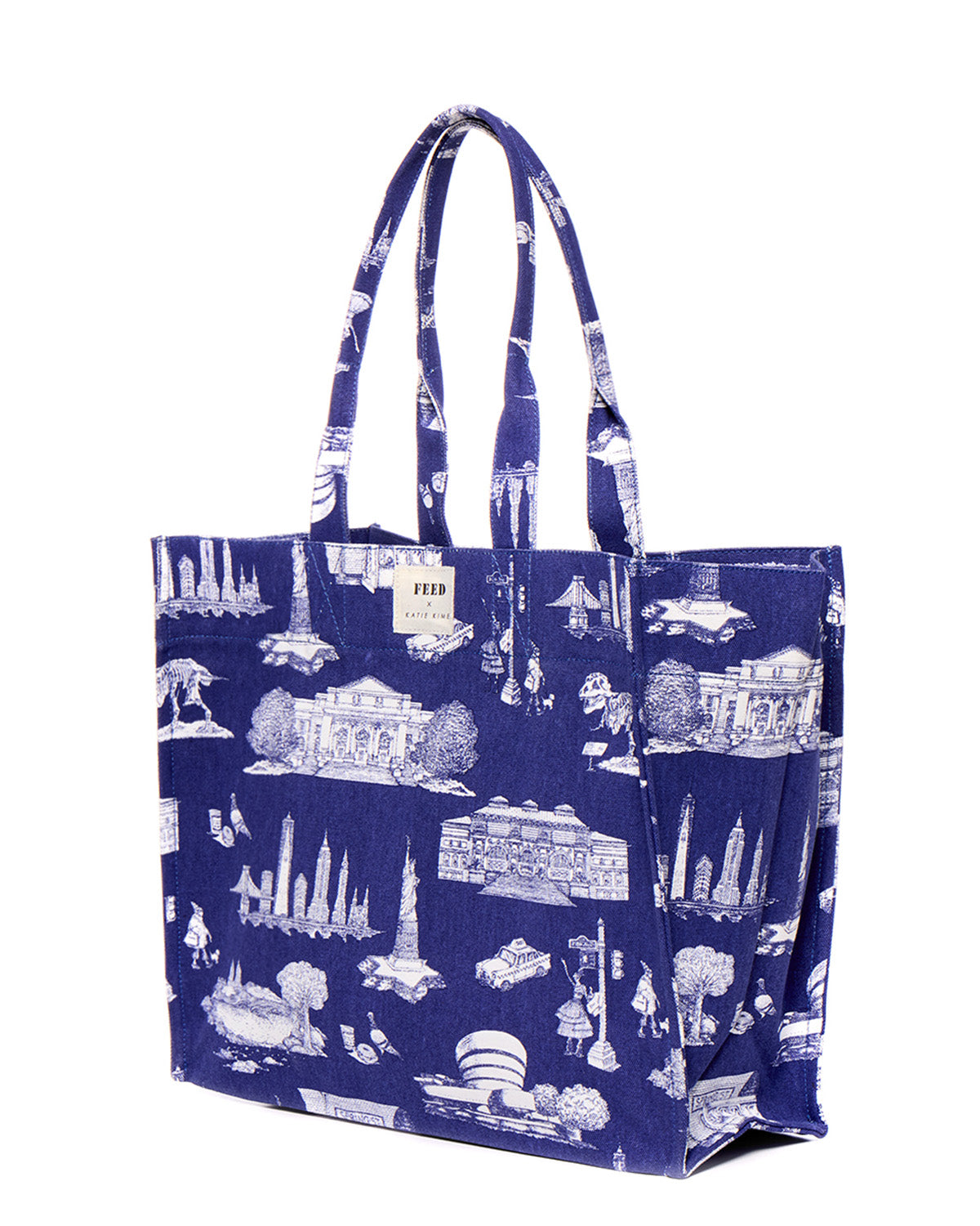 Katie Kime x FEED NYC Toile Carryall Tote Tote Bag Navy Katie Kime