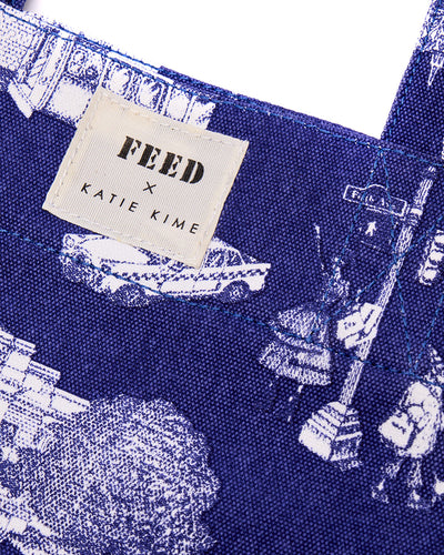 Katie Kime x FEED NYC Toile Carryall Tote Tote Bag Navy Katie Kime