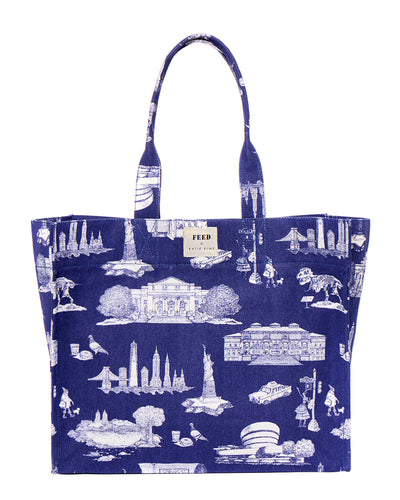 Katie Kime x FEED NYC Toile Carryall Tote Tote Bag Navy Katie Kime