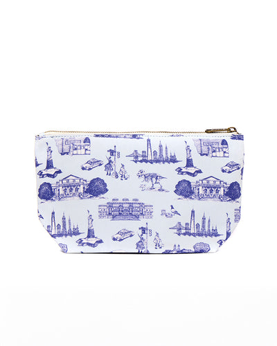 Katie Kime x FEED NYC Toile Medium Pouch Accessory Bag Light Blue Katie Kime